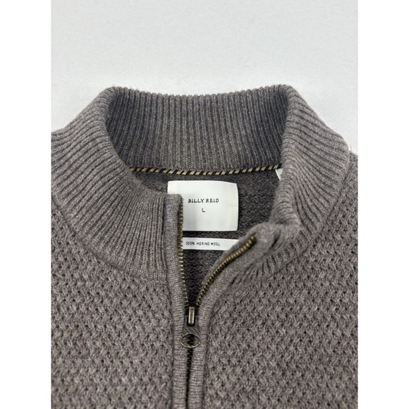 Billy Reid Sweater Merino Wool 1/4 Zip Pullover Mens Large Soft Classic Gray - Picture 3 of 11